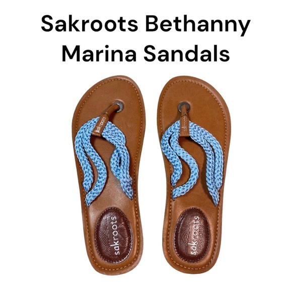 NWOT Sakroots Bethanny Marina Sandals Braided With Blue Rope Straps Size 9 - Picture 1 of 12